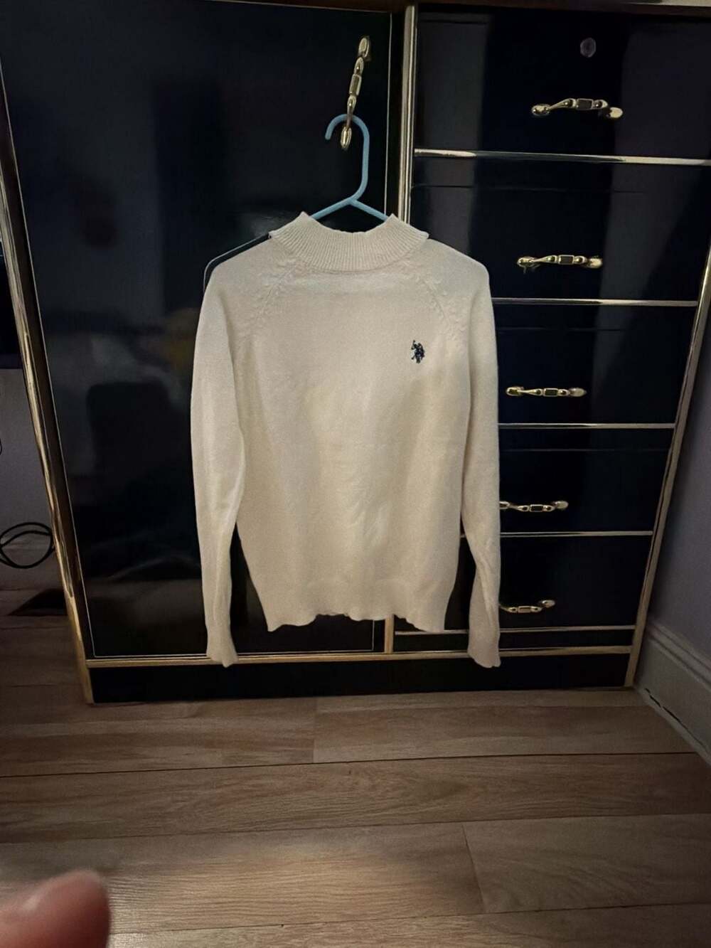 U.S. Polo Assn. Since 1890 Cream Mock Neck Sweater with Arm Stripes Size S